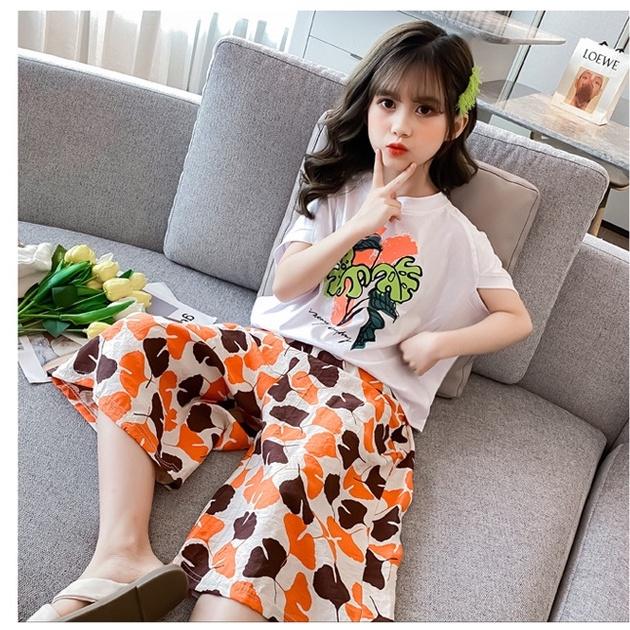 BV32 Size110-160 (12-40kg) set bộ bé gái ( áo thun+quần dài bé gái lạ mắt) Thời trang trẻ Em hàng quảng châu