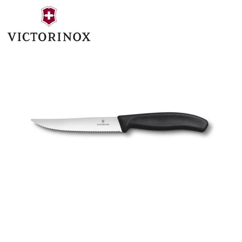 Dao Bít Tết Lưỡi Răng Cưa Victorinox Swiss Classic 12cm Cán Nhựa Màu Đen - Thụy Sỹ (Hàng Chính Hãng)