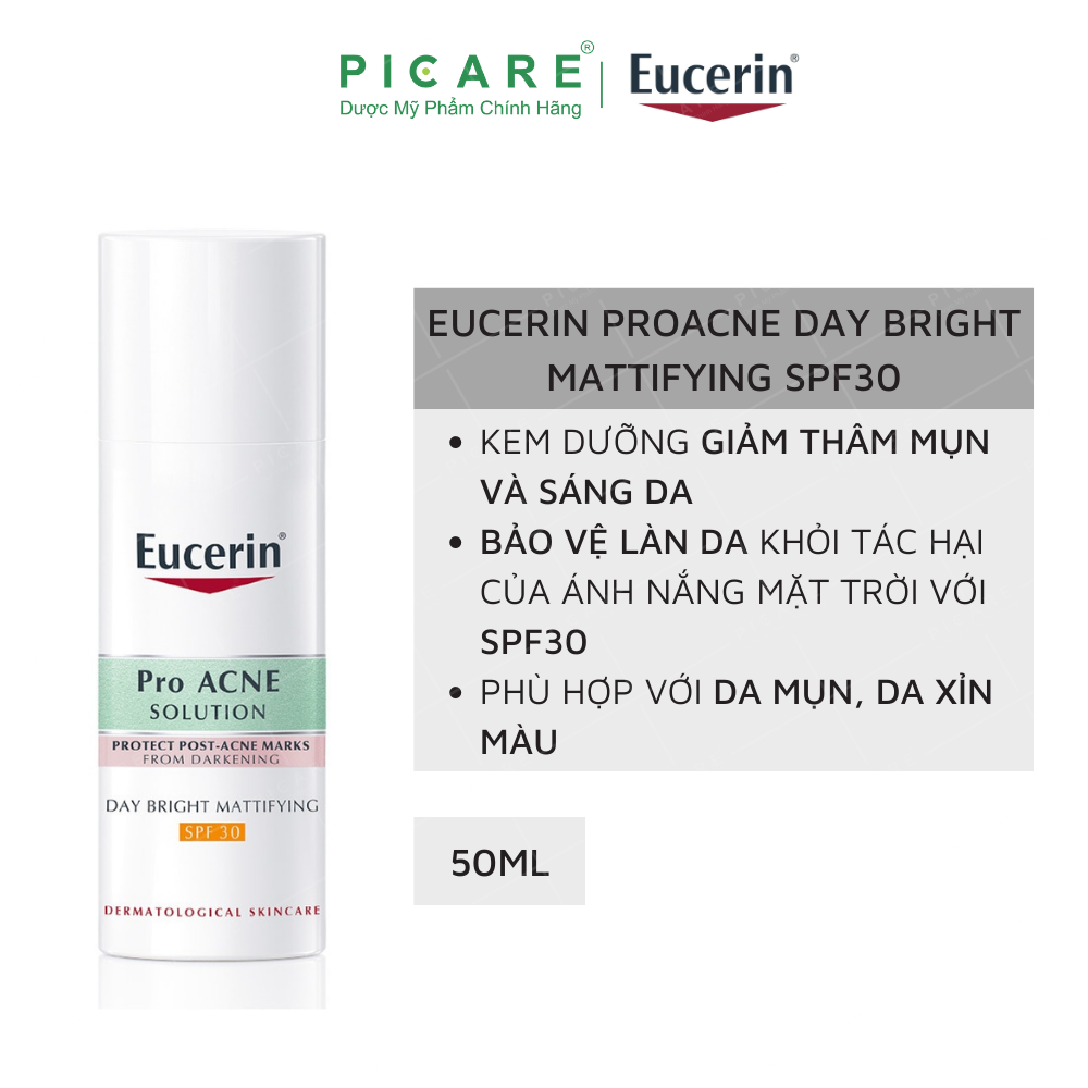 Kem Dưỡng Sáng Da Ban Ngày Cho Da Nhờn Mụn Eucerin Pro Acne Day Bright Mattifying SPF30 50ml