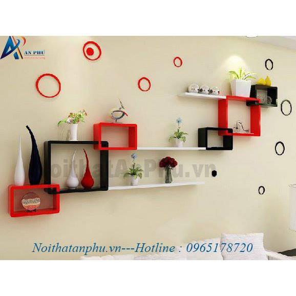 Kệ gỗ treo tường đẹp giá rẻ màu trắng đen