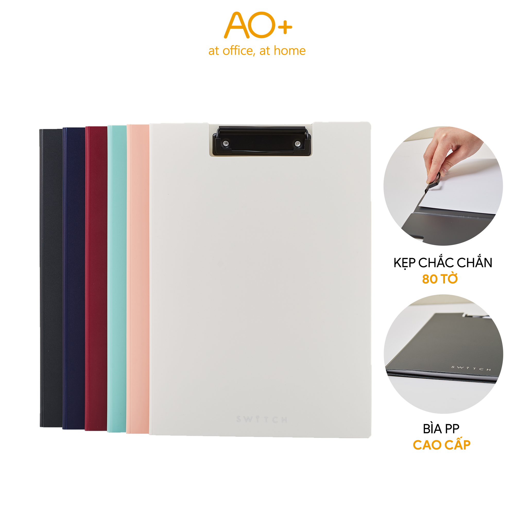 Trình ký đôi A4, kẹp tài liệu dọc chất liệu nhựa PP cao cấp Thương hiệu AO+