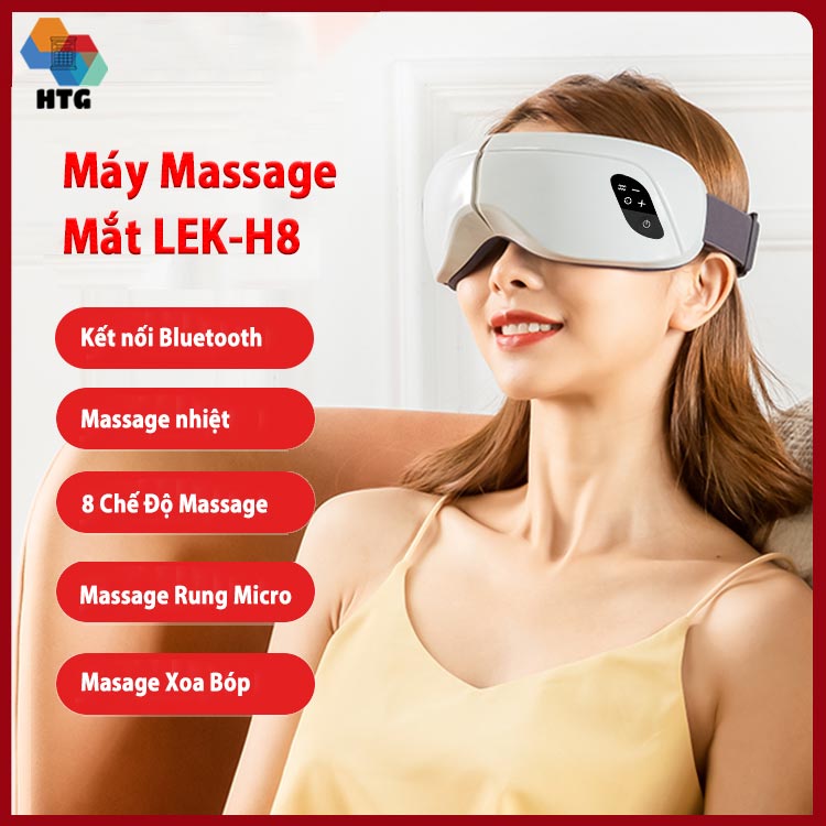 Máy massage mắt Leerkang LEK-H8 Với 8 Chế Độ Độc Lập, Xoa Bóp Và Rung Cùng Bluetooth Phát Nhạc, Mát Xa Nóng Nhiệt Lưu Thông, Hàng Chính Hãng