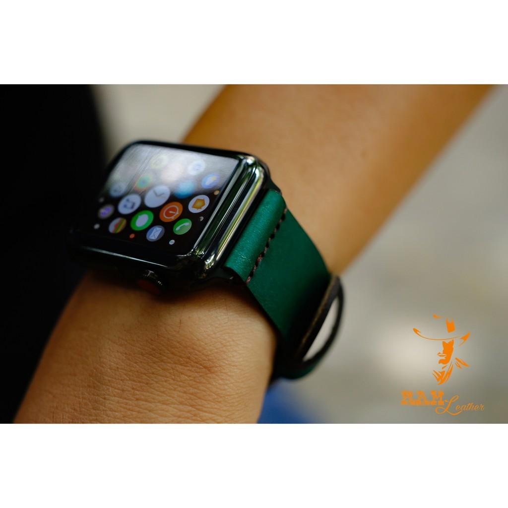 DÂY ĐỒNG HỒ DA BÒ THẬT RAM SIMPLE S-GREEN-ĐỦ SIZE 18,20,22,APPLE WATCH