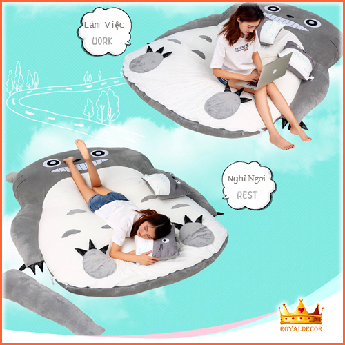 Giường Lười Totoro Gấp Gọn Thông Minh ROYALDECORHN - Đệm Lười Totoro Cao Cấp Cực Êm, Mềm Mịn - Nội Thất Phòng Ngủ