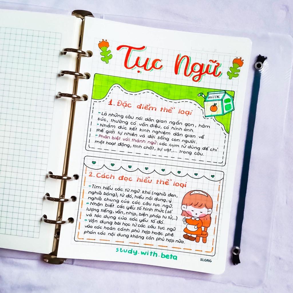 Sổ takenote Văn 7, sổ lò xo ghi chú văn 7, sổ còng đóng Binder làm sổ planner bullet journal - Takenotes Beta