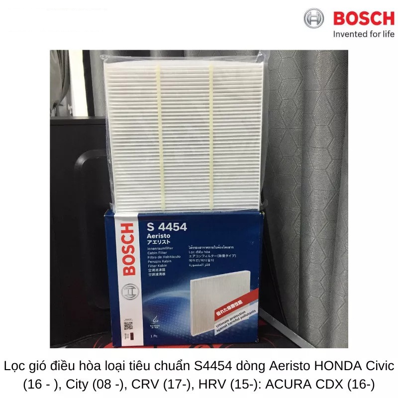 Lọc Điều Hòa Loại Tiêu Chuẩn / BOSCH / Ariesto S4454 / Cho Xe Honda Civic City, CRV, HRV, Acura CDX..- Hibu