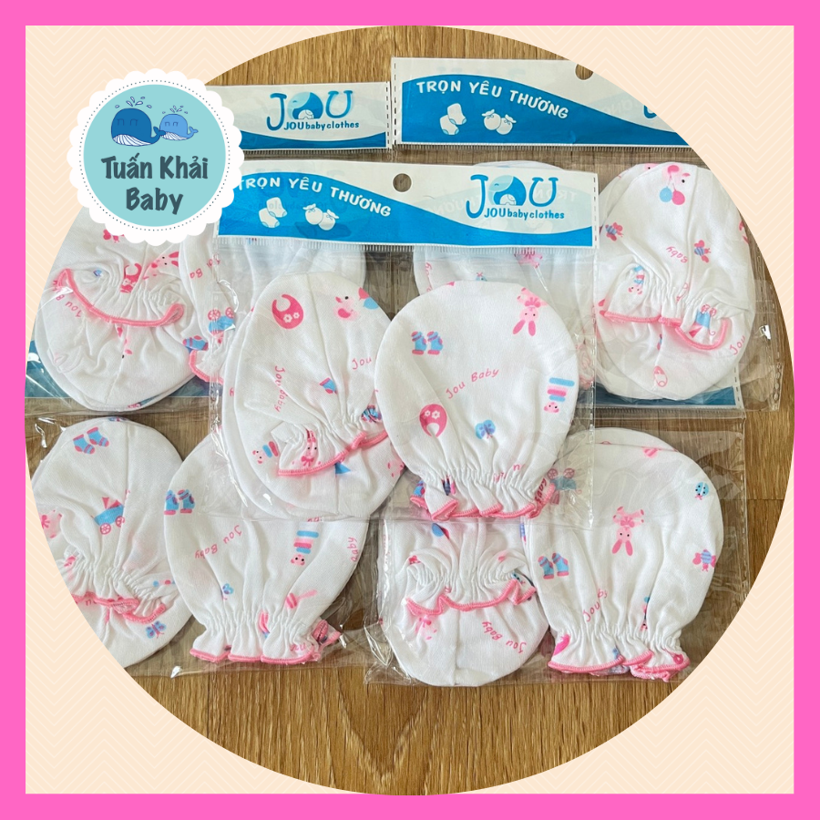 Set 5 đôi bao tay, bao chân sơ sinh cotton Họa Tiết J-FR GGY cho bé trai, bé gái