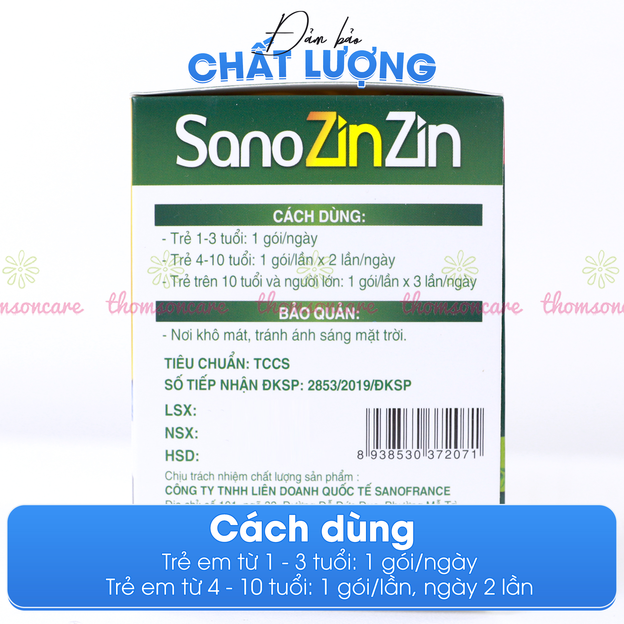 Cốm táo bón Sano ZinZin Sanofia - Bổ sung chất xơ, giảm táo bón, nhuận tràng ở trẻ và người lớn - Hộp 20 gói Thomsoncare