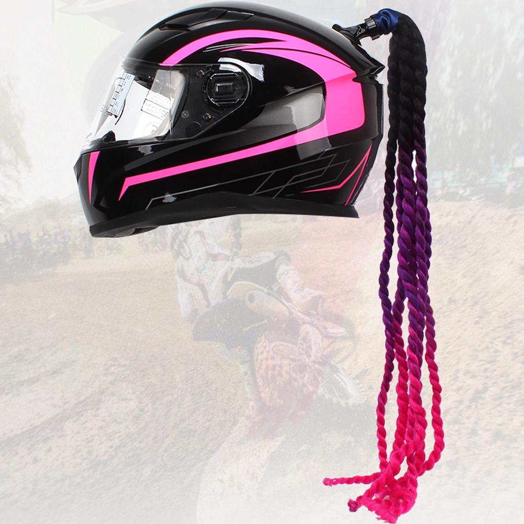 50-60cm Helmet Braids Ponytail & Suction Cup Fit for Motorcycle A0313-1