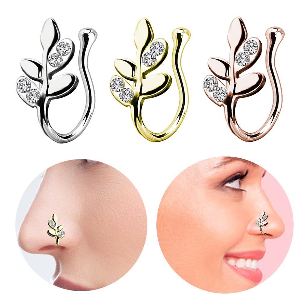 2 Pieces Fake Nose Rings 18G Clip On Nose Hoop Rings 18 Gauge Gold Silver