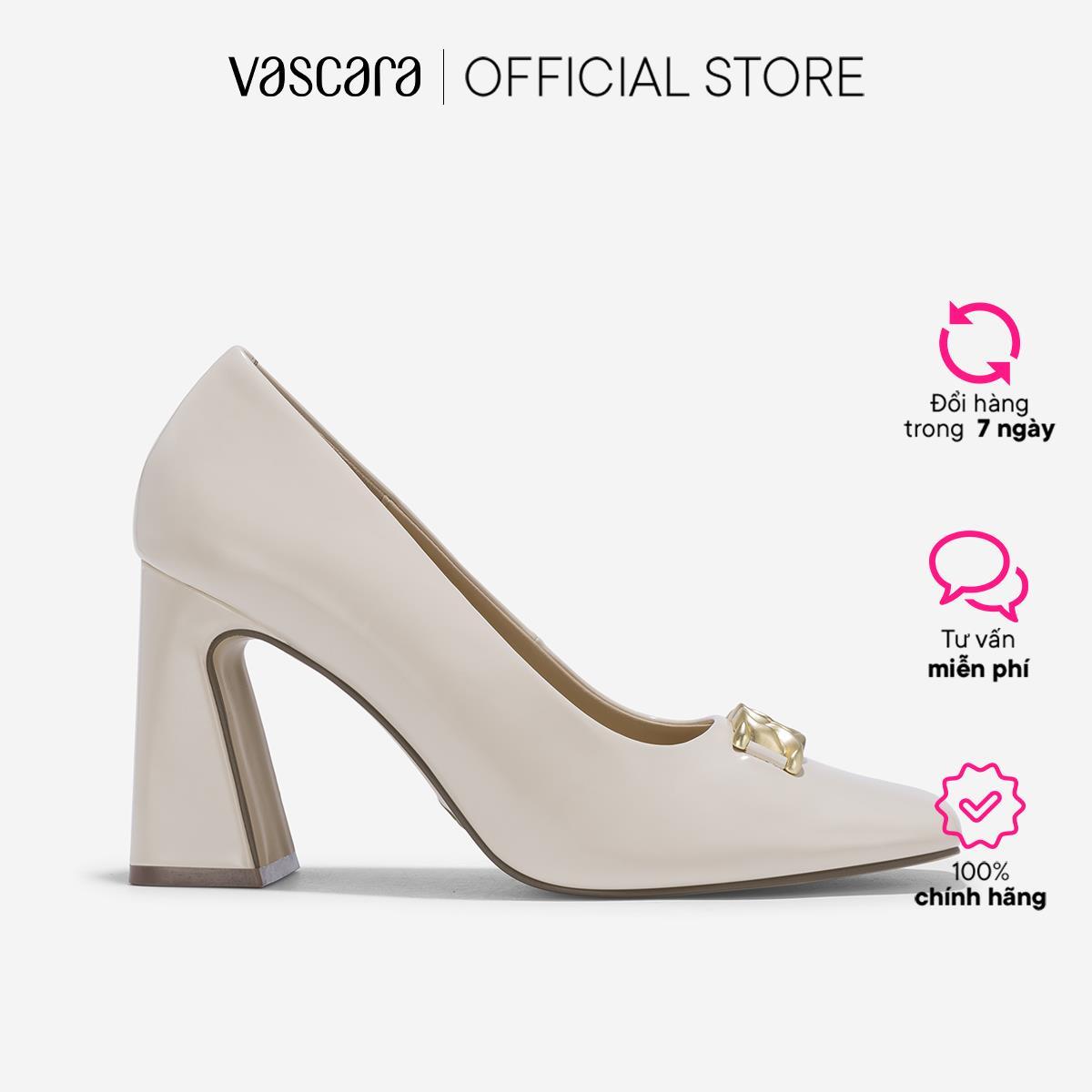Giày Bít Mũi Vuông Block Heels Nhấn Khóa Trang Trí - BMN 0654