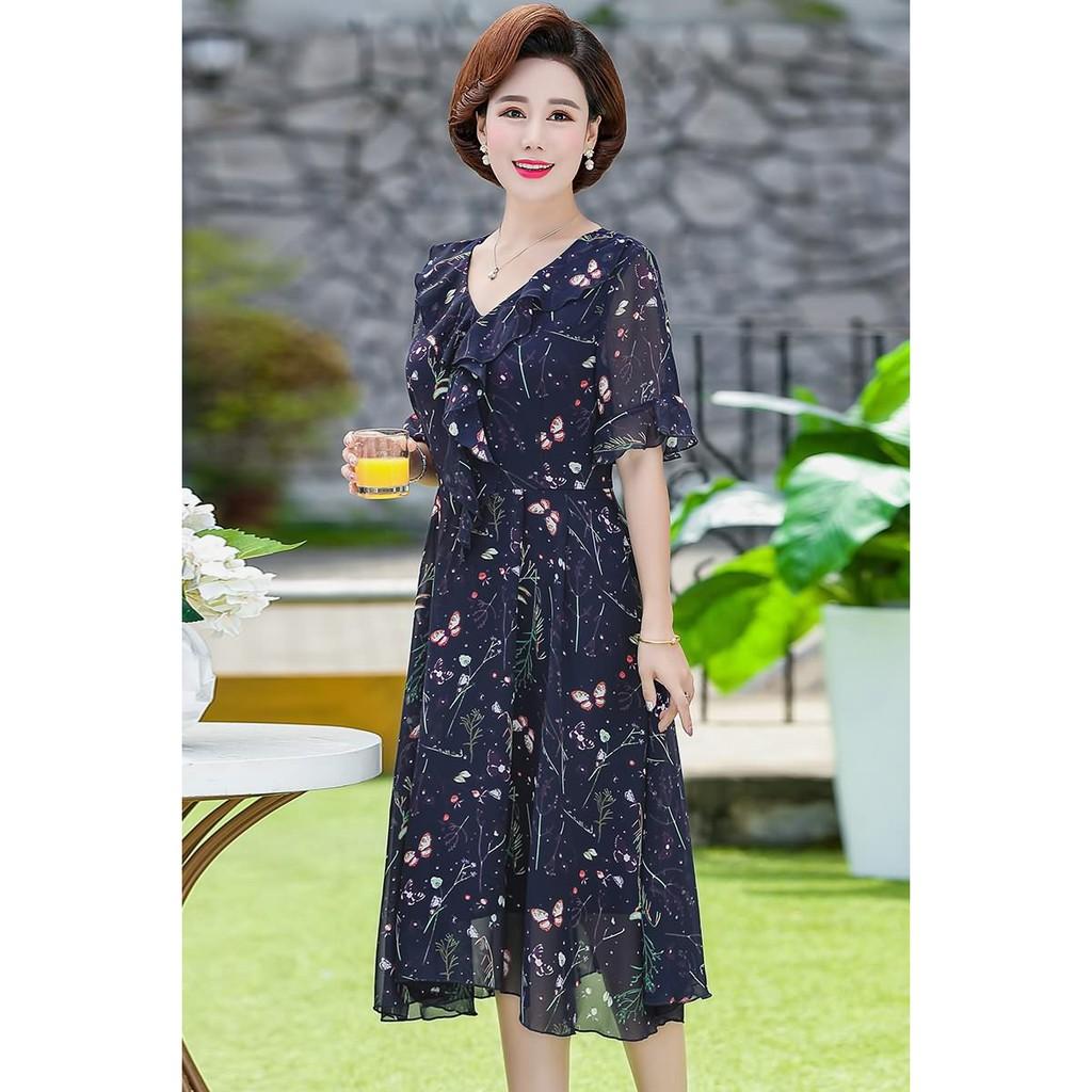 Đầm Hoa Trung Niên Che Bụng Cho Mẹ VH52 - Hàng Quảng Châu Cao Cấp