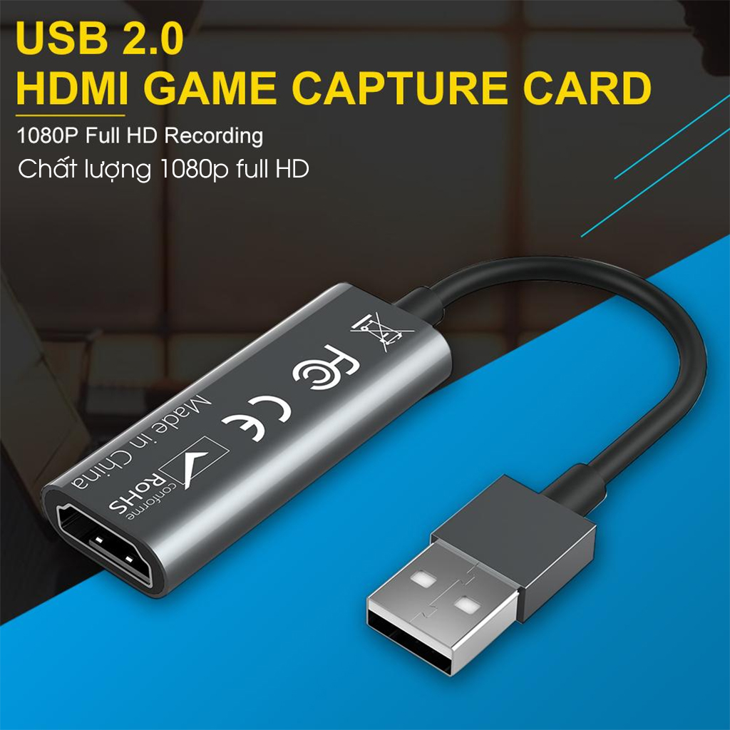 Cáp chuyển đổi HDMI to USB 3.0 Video Capture 1080P 4K Card Video Live Streaming hỗ trợ ghi hình từ điện thoại, PS4 - hàng chính hãng