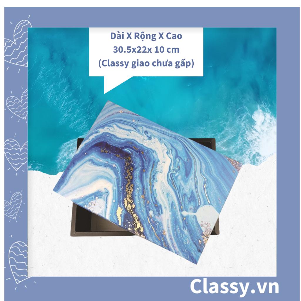 XÉ LẺ túi giấy Classy hoặc Hộp quà gấp kích thước 30,5x22x10cm quà tặng hoạ tiết màu xanh blue Q754