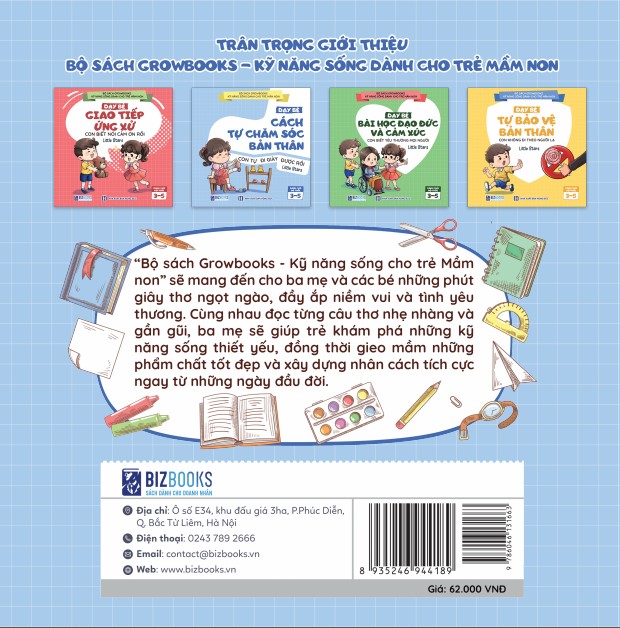 Bộ sách Growbooks kỹ năng sống dành cho trẻ Mầm Non - Dạy bé bài học đạo đức và cảm xúc - Con biết yêu thương mọi người