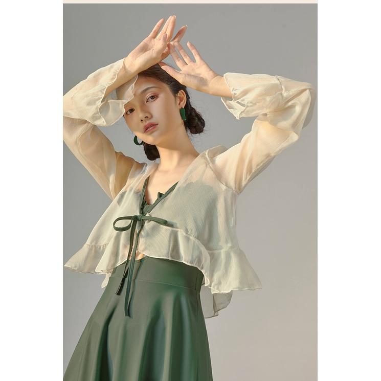 Bộ đồ bơi nữ liền dáng váy kèm áo kimono set 2 chi tiết tiện lợi