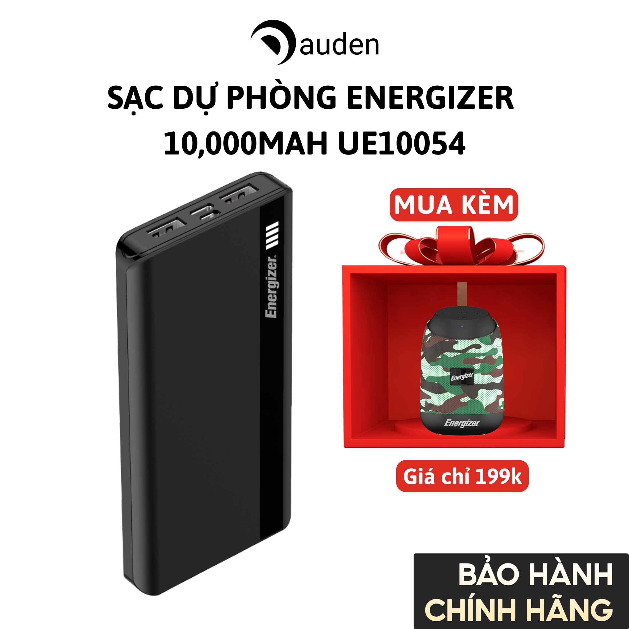 Sạc dự phòng Energizer 10,000mAh /3.7V Li-Polymer - UE10054 - Hàng Chính Hãng