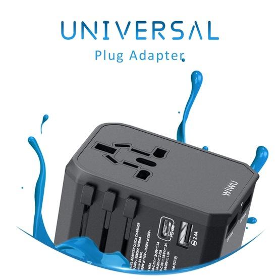 Ổ Cắm Du Lịch Đa Năng WIWU UA-304 4 IN 1 UNIVERSAL 45W - Màu đen