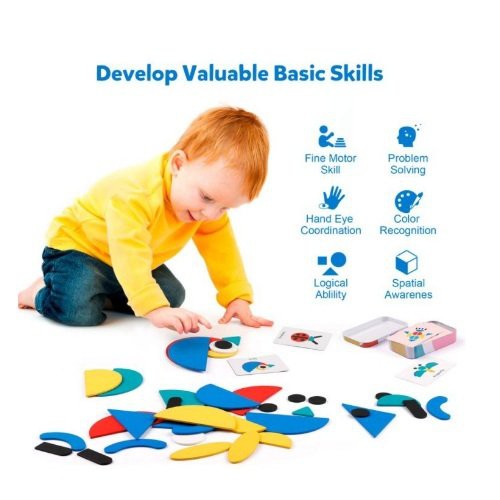 Đồ chơi ghép hình Tangram thông minh nhiều màu sắc bằng gỗ