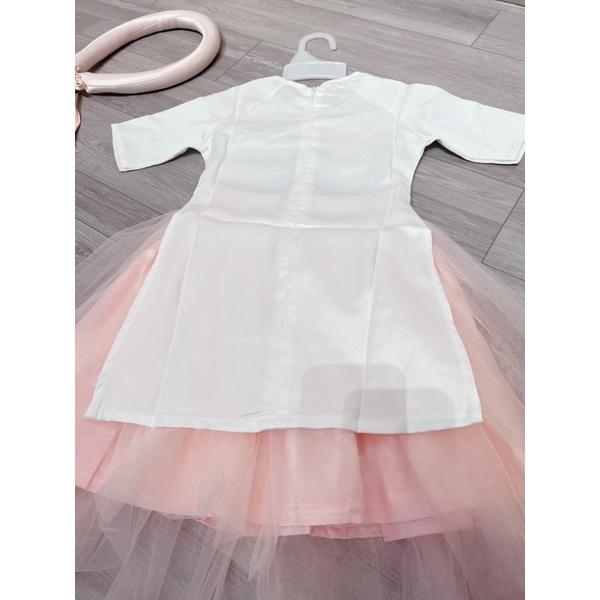 Áo dài bé gái thêu hoa mẫu thiết kế chất liệu cao cấp kèm mấn VyVy Kids Fashion