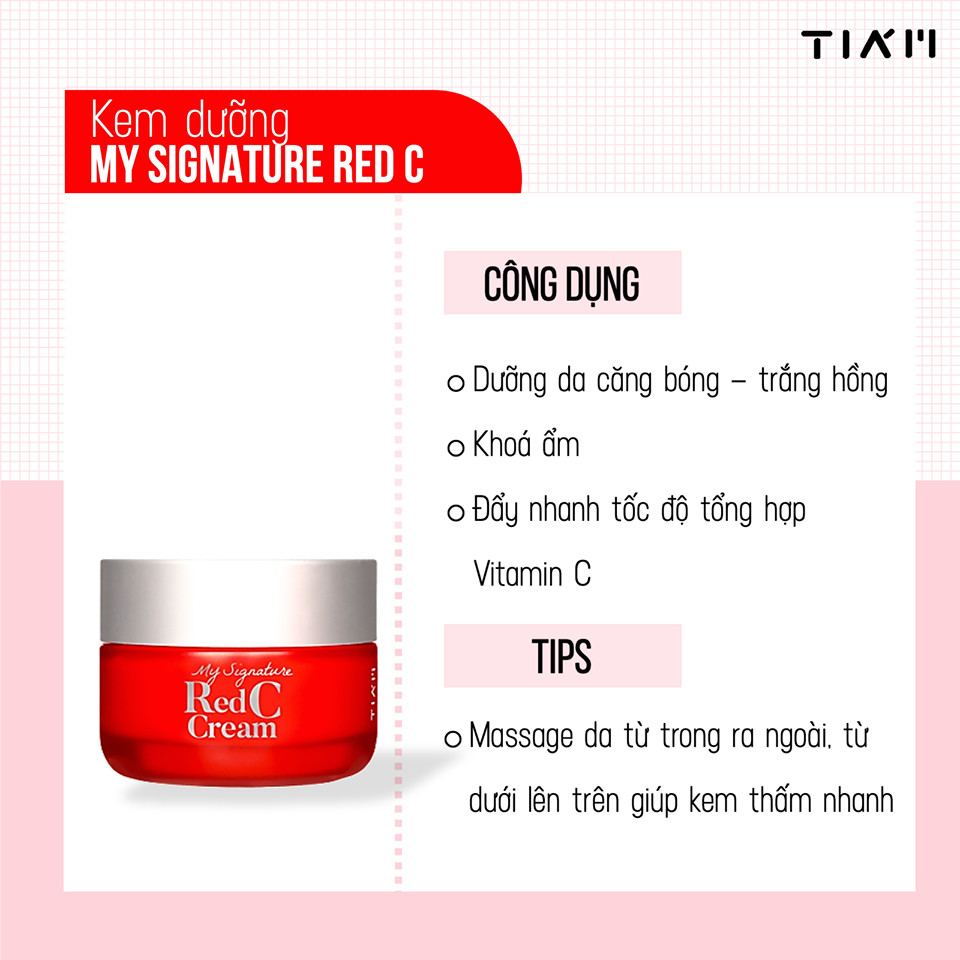 Kem Dưỡng Vitamin C Làm Trắng Da, Mờ Thâm Nám Tiam My Signature Red C Cream 50ml