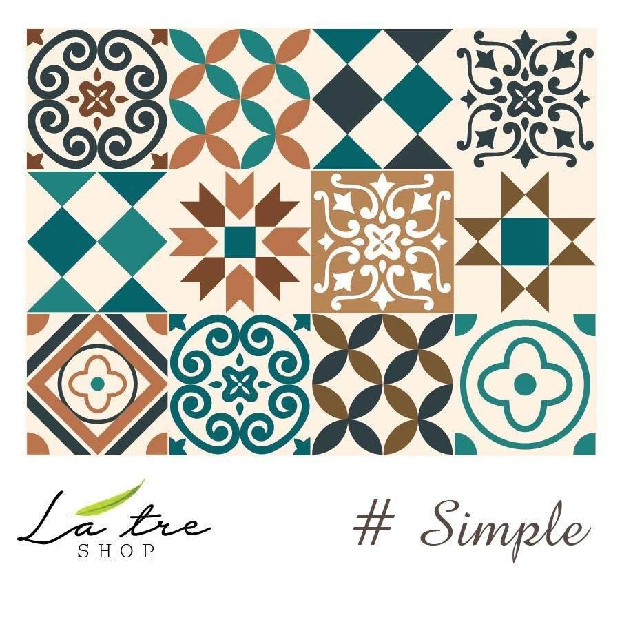 Decal gạch bông chịu nhiệt dán bếp tường nhà tắm dễ lau chùi đề can loại 1 - Simple khổ 40x60cm 0012