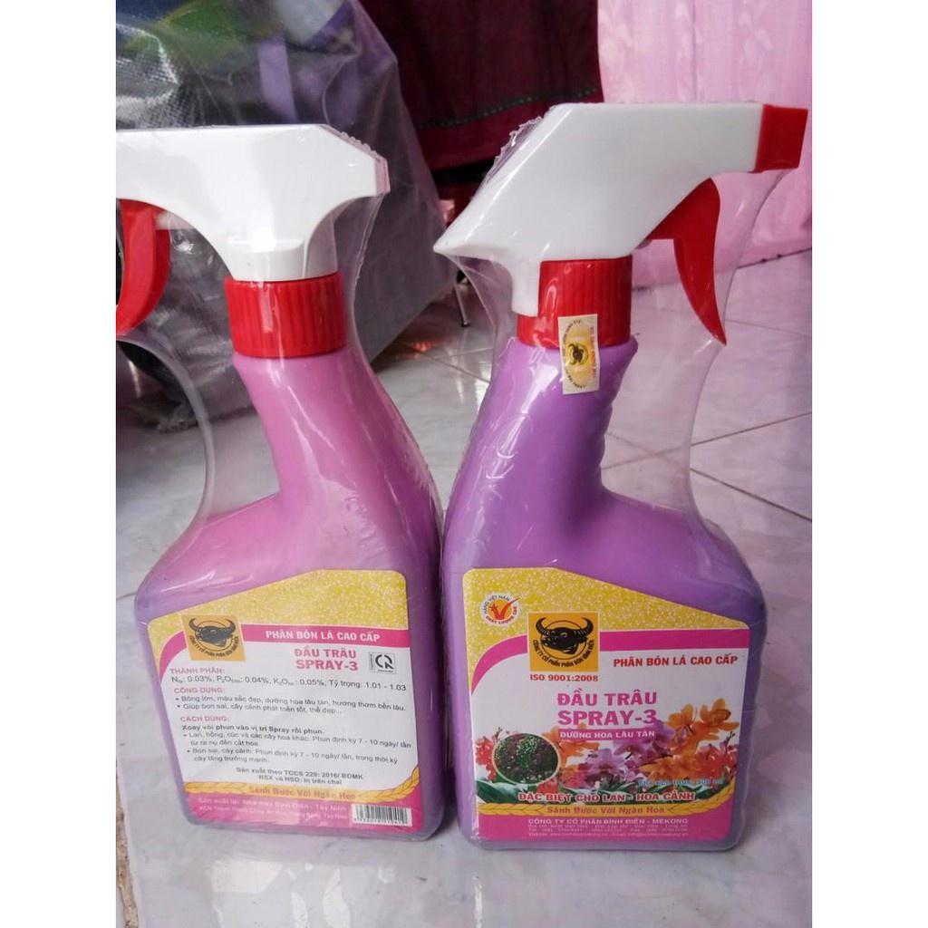 Phân Bón đầu trâu cao cấp Spray 3  chuyên bón hoa lan ,cây kiểng-chai 550ml