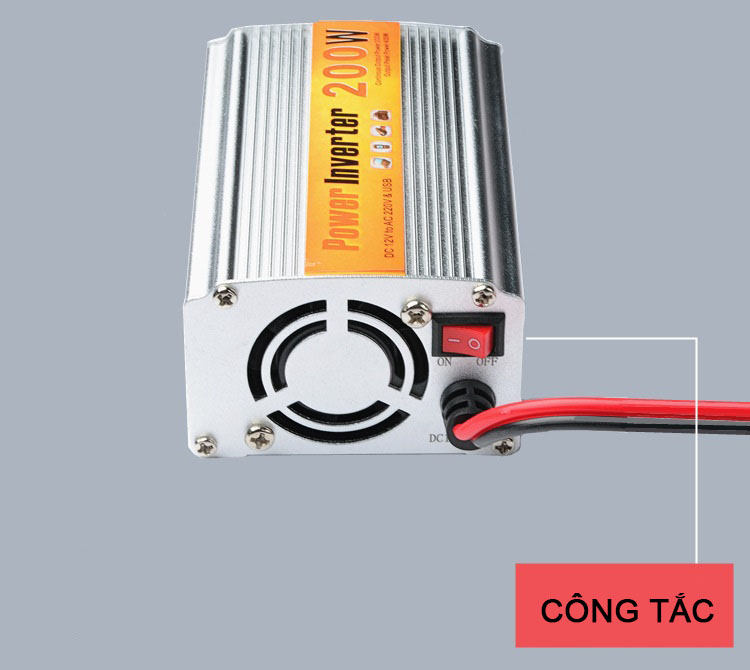 Bộ Chuyển Đổi Nguồn Điện DC 12V Sang AC 110V/220V 200W Cho Xe Ô Tô Cao Cấp