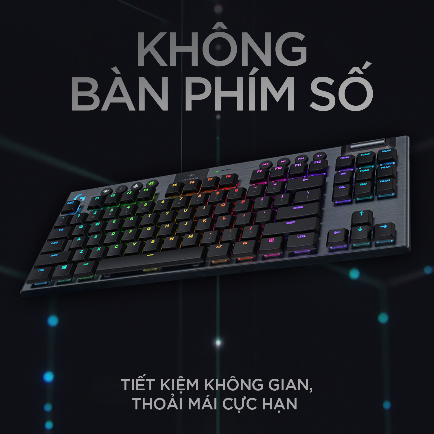 Bàn phím game cơ học không dây Lightspeed Logitech G913 TKL - Không phím số, 3 loại switch cấu hình thấp, Bluetooth/USB, RGB Lightsync - Hàng chính hãng