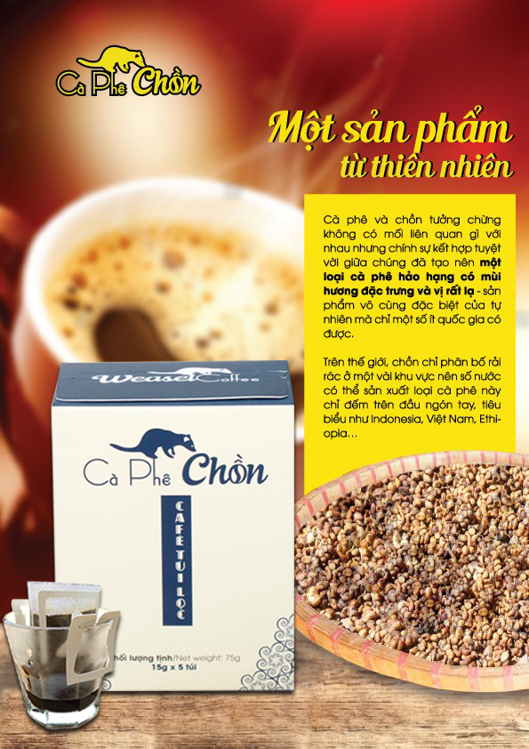 Cà Phê Chồn phin giấy Cocoa Indochine (Hộp 5 Gói x 15g)