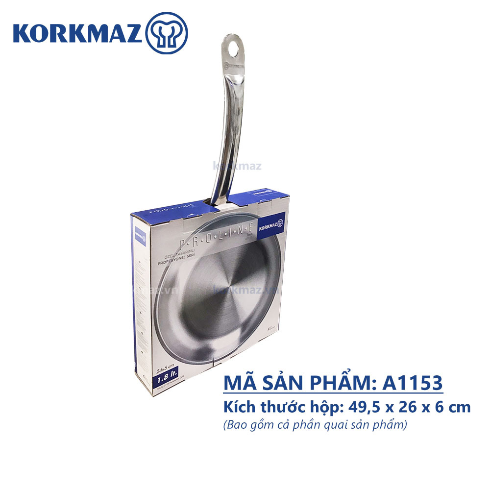 Chảo inox 18/10 Korkmaz Proline 24 cm - 1.8 lít