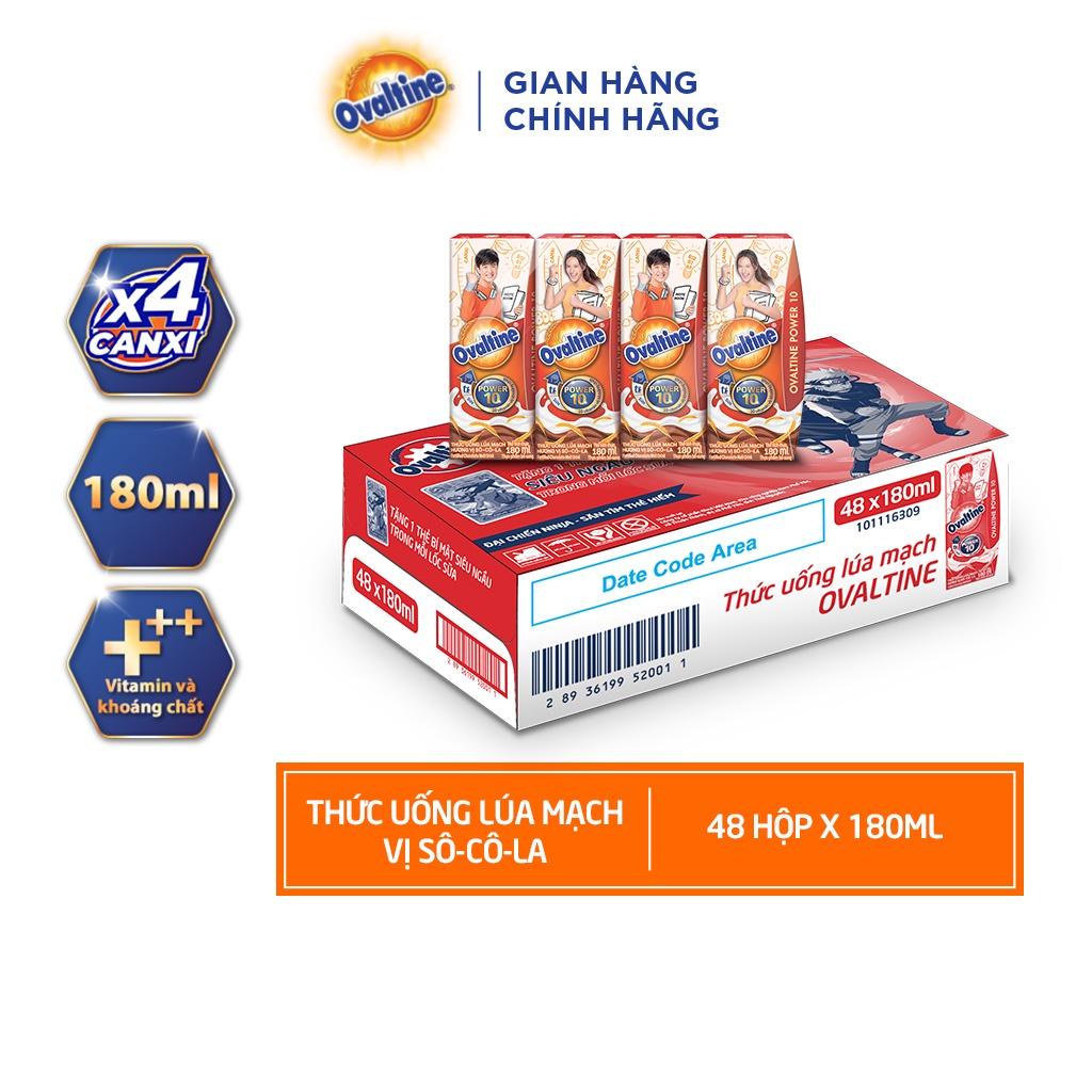 (TẶNG 1 THẺ BÍ ẨN trong mỗi lốc) Thùng 48 hộp Thức uống lúa mạch hương vị sô-cô-la Ovaltine POWER (180ml x 48)