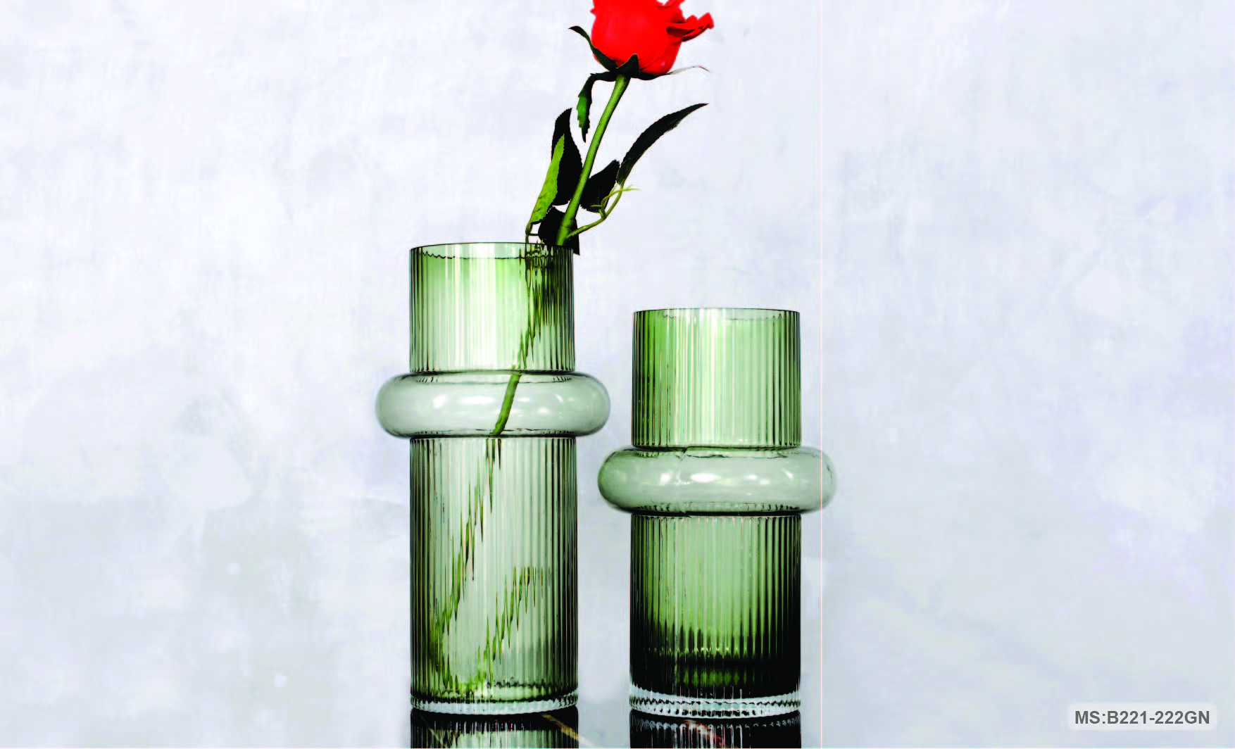 Lọ hoa thủy tinh cao cấp kiểu dáng đốt ống tre 25cm - Phong cách Bắc Âu sang trọng -Lọ thủy tinh B221-25GN
