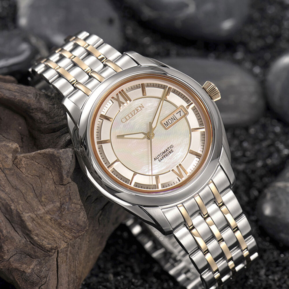 Đồng Hồ Nam Citizen Dây Thép Không Gỉ NH8344-51A - Mặt Xà Cừ