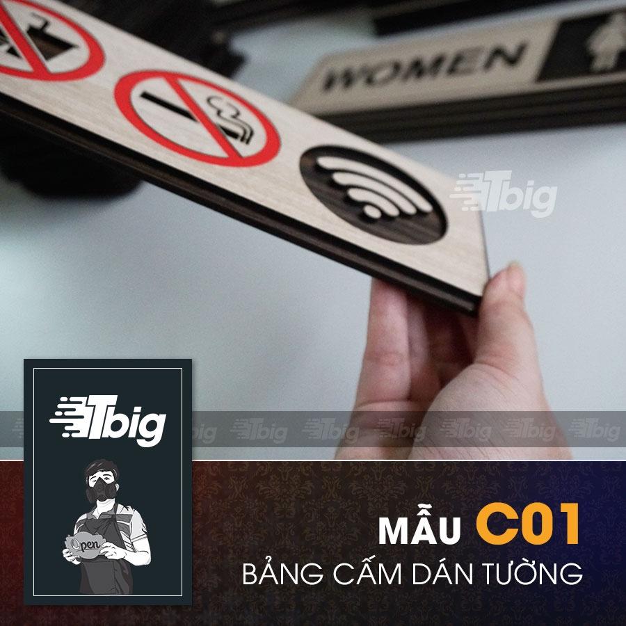 Biển báo cấm thú cưng, cấm hút thuốc, cấm không cho mang đồ ăn bên ngoài vào, free wifi