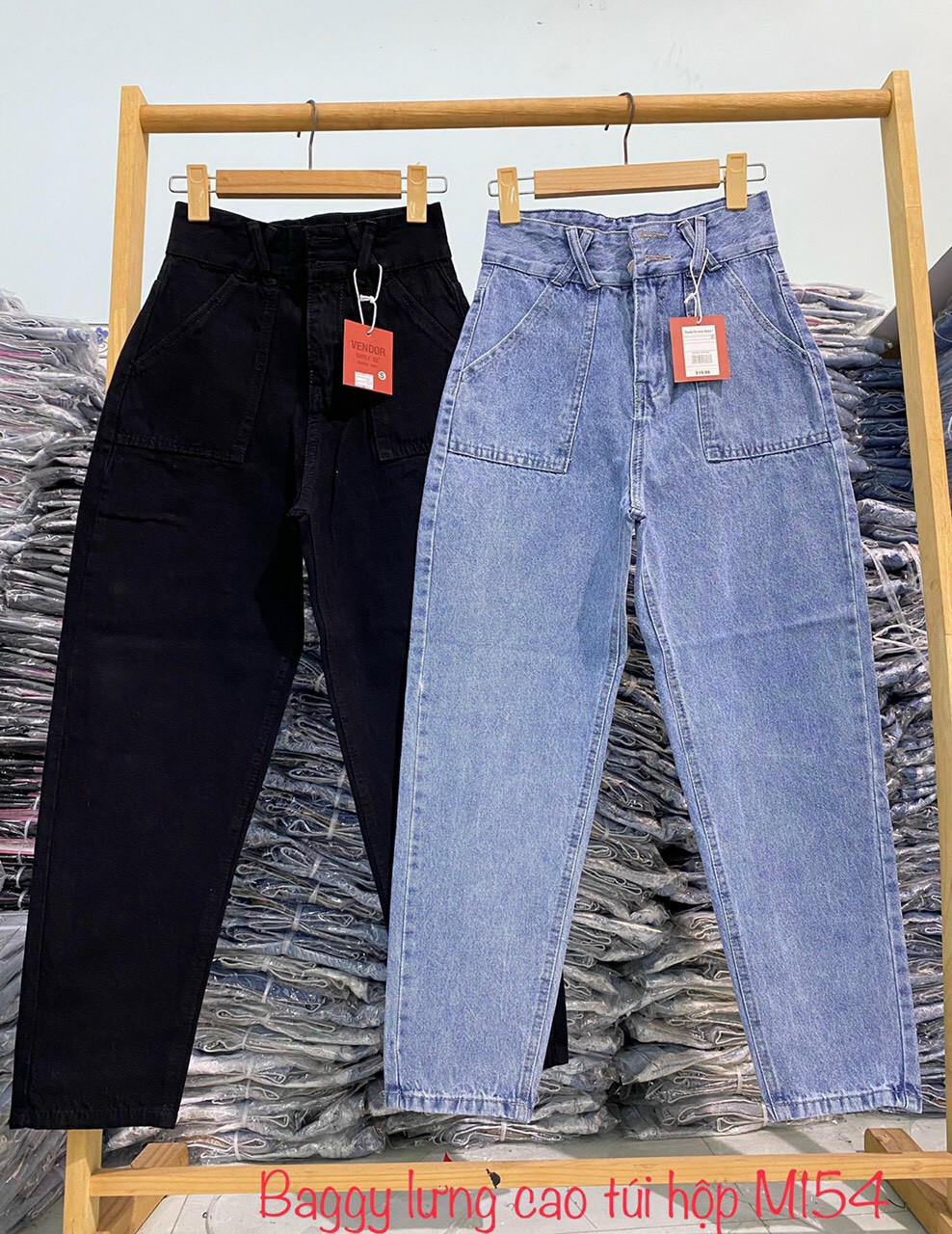 QUẦN BAGGY JEAN NỮ THẮT ĐAI TRẺ TRUNG MÀU XANH NHẠT SANG TRỌNG TB10