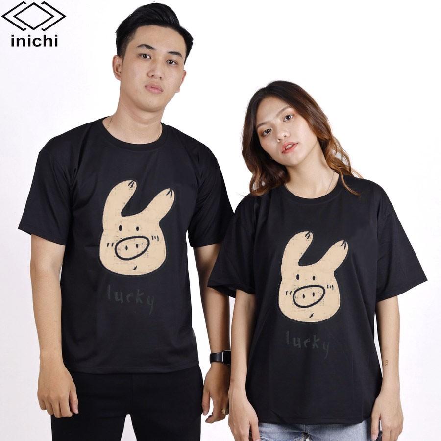 Áo thun Unisex INICHI tay lỡ form rộng phong các in hình chú heo lucky - IC661