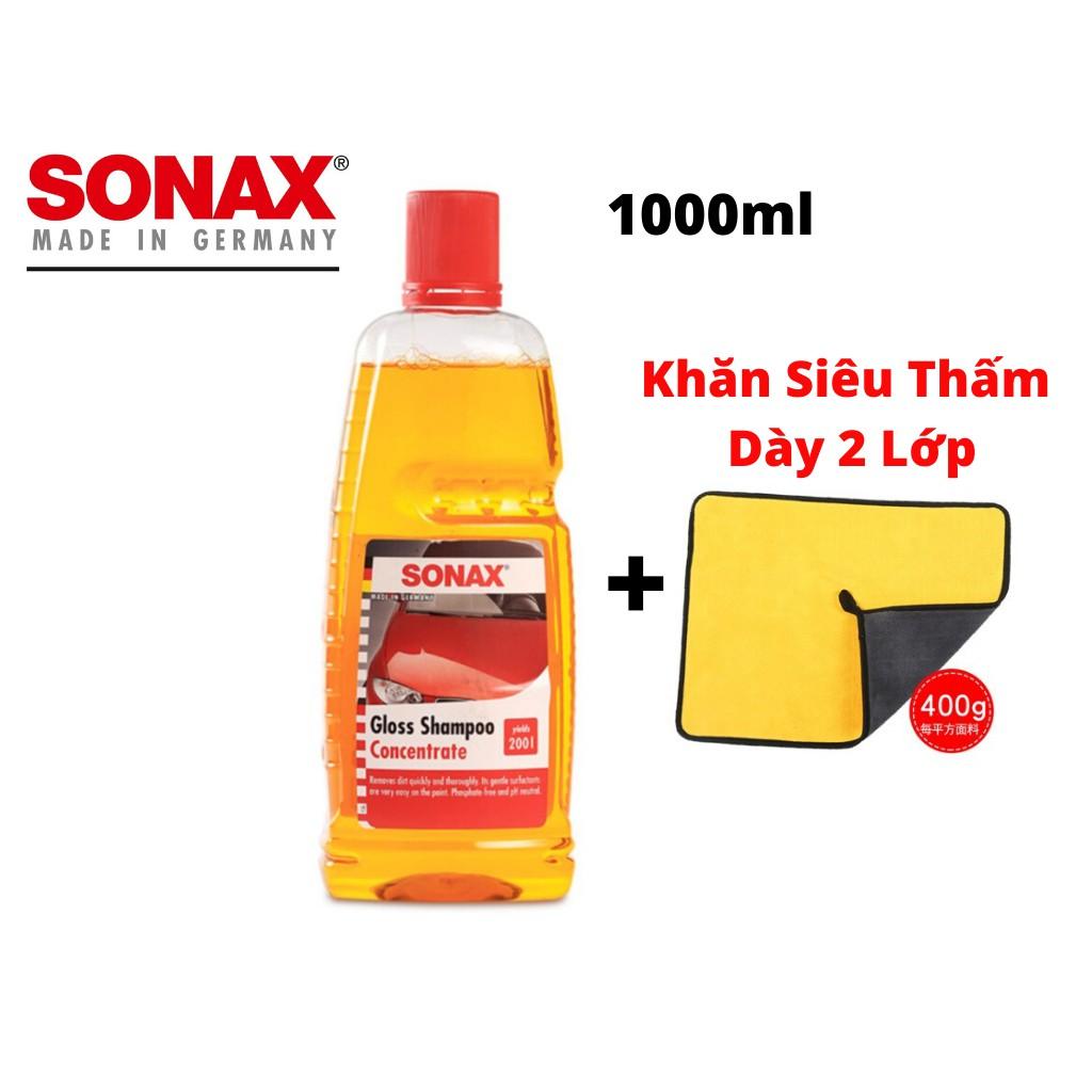 Combo Nước Rửa Xe Sonax Kèm Khăn Lau Chuyên Dụng 2 Lớp 1000ml