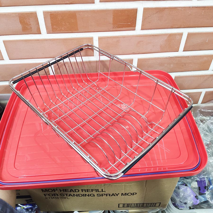 Giá Inox gác chậu rửa bát điều chỉnh kích thước thông minh kích thước: dài 33cm , rộng 25cm, cao 11.5cm - Hàng Việt Nam xuất Nhật