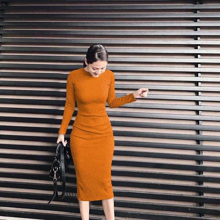 VÁY BODY LEN TÔN DÁNG DÀI TAY THỜI TRANG XIXO - DAM0015