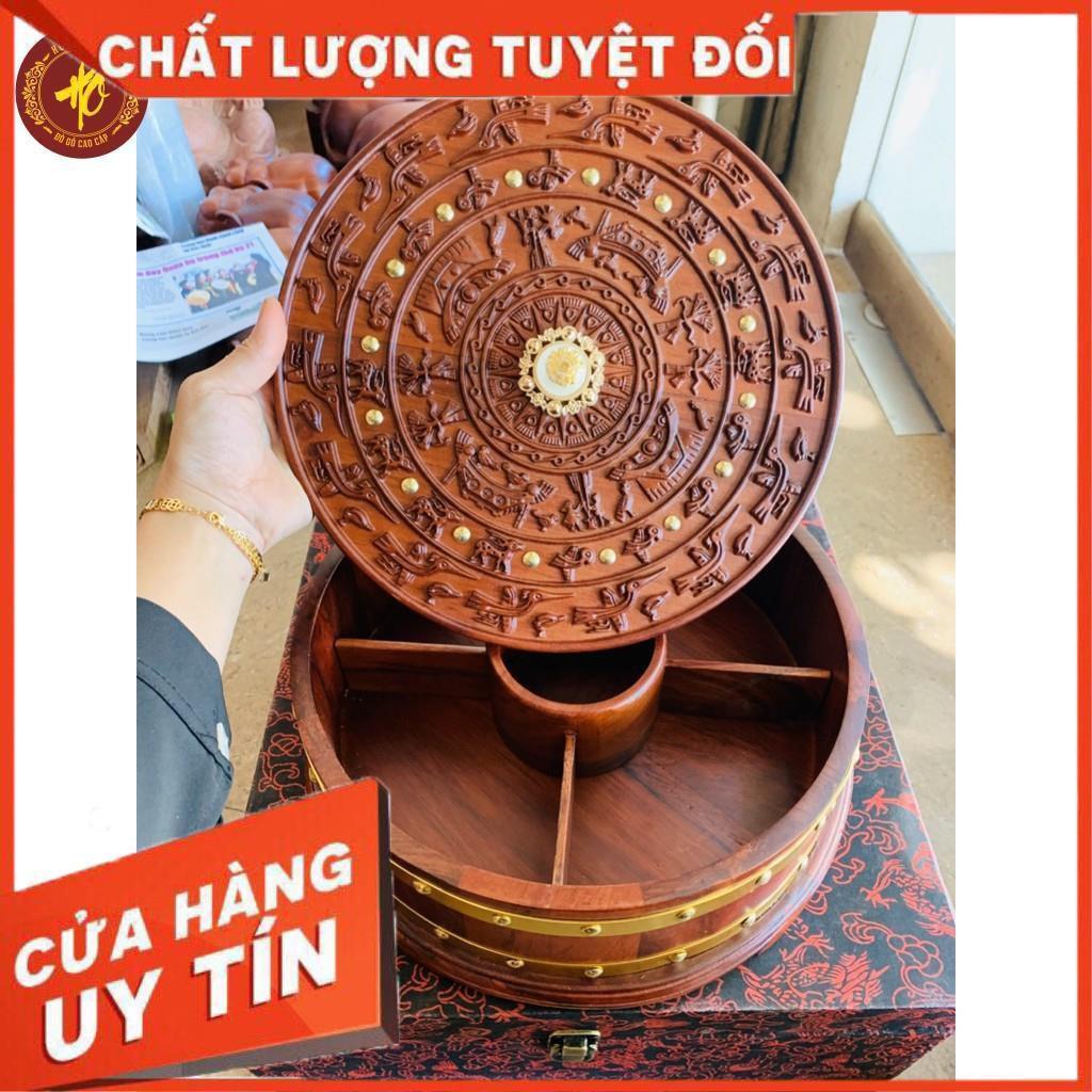 Hộp đựng bánh kẹo Khay Đựng Bánh Kẹo Mứt Tết Bằng Gỗ Trống Đồng Đông Sơn Gỗ Hương