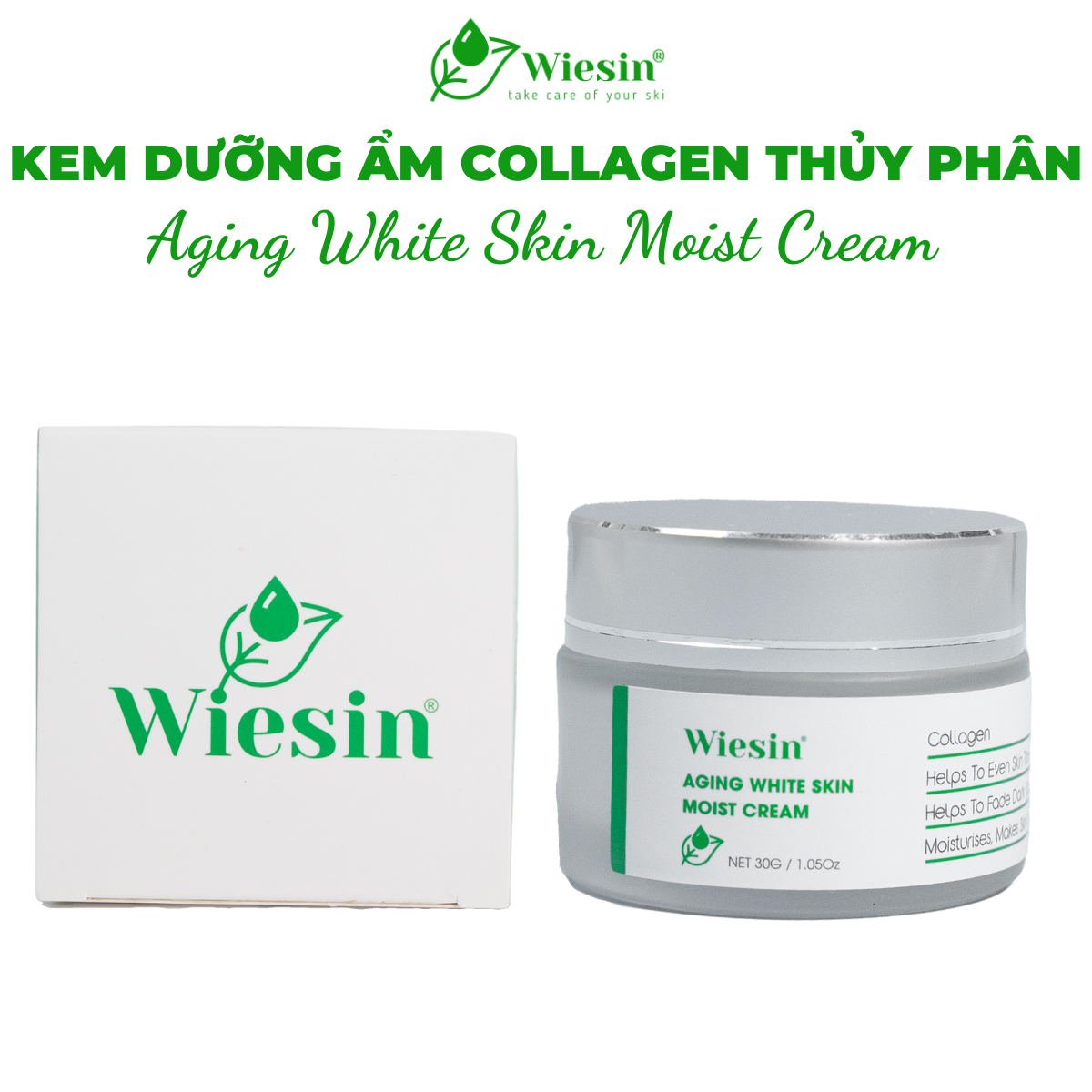 Kem dưỡng ẩm cho da dầu, da khô Wiesin Aging White Skin Moist Cream 30g - WS05