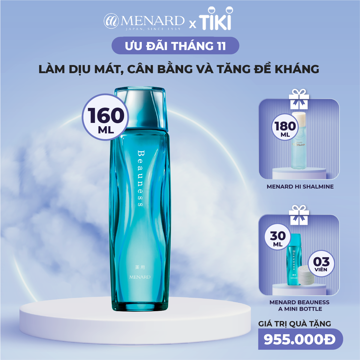 Nước Khoáng Thần Menard Beauness A Tăng Đề Kháng Cho Da (160ml)