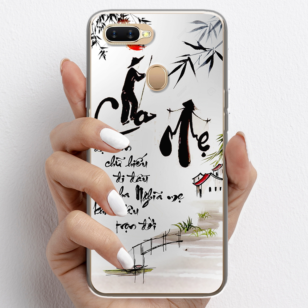 Ốp lưng cho Oppo A3s, Oppo A5s nhựa TPU mẫu Thư pháp cha mẹ