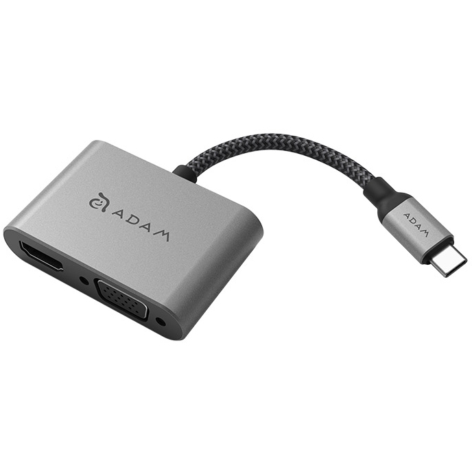 Cổng Chuyển Adam Elements 2 in 1 USB-C CASA to HDMI &amp; VGA - Hàng Chính Hãng