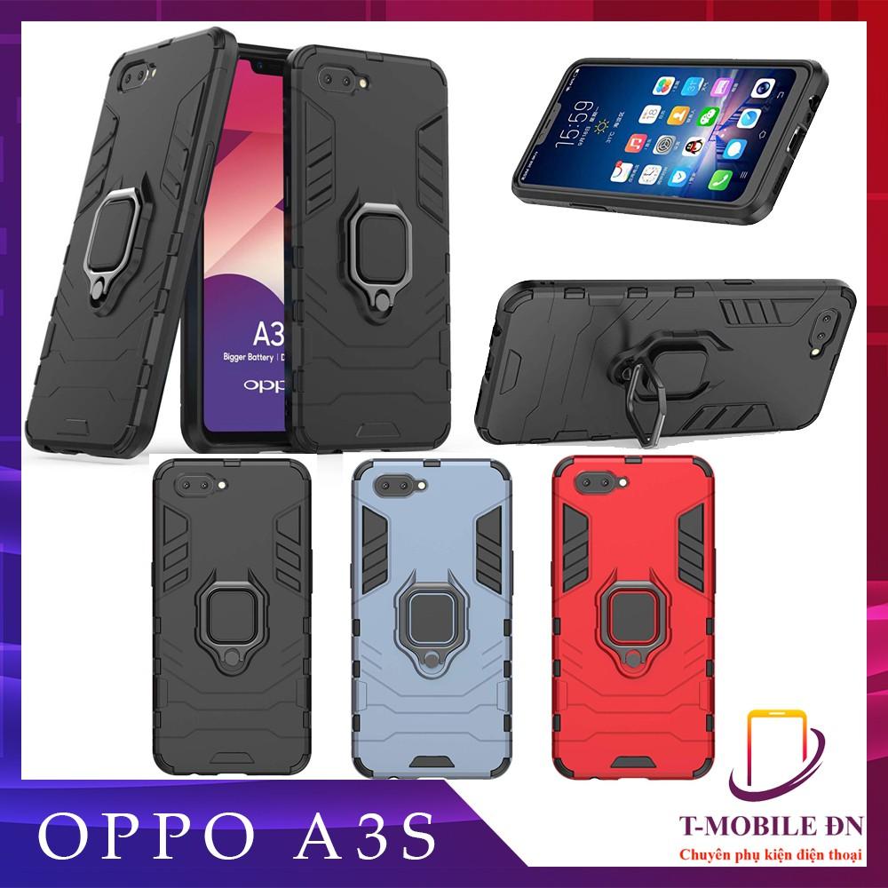 Ốp lưng cho Oppo A3S iron man chống sốc kèm nhẫn xoay chống xem video bảo vệ camera