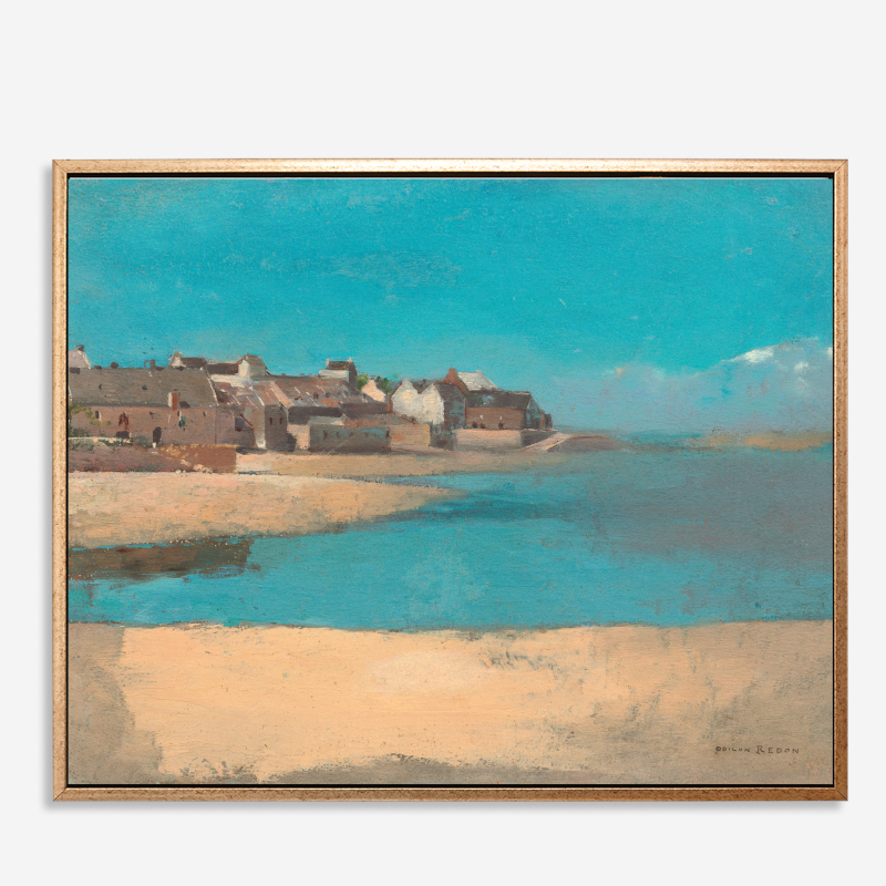 Hình ảnh Tranh in canvas trang trí treo tường danh hoạ nổi tiếng "Village by the Sea in Brittany (1880)" 50 x 70 cm