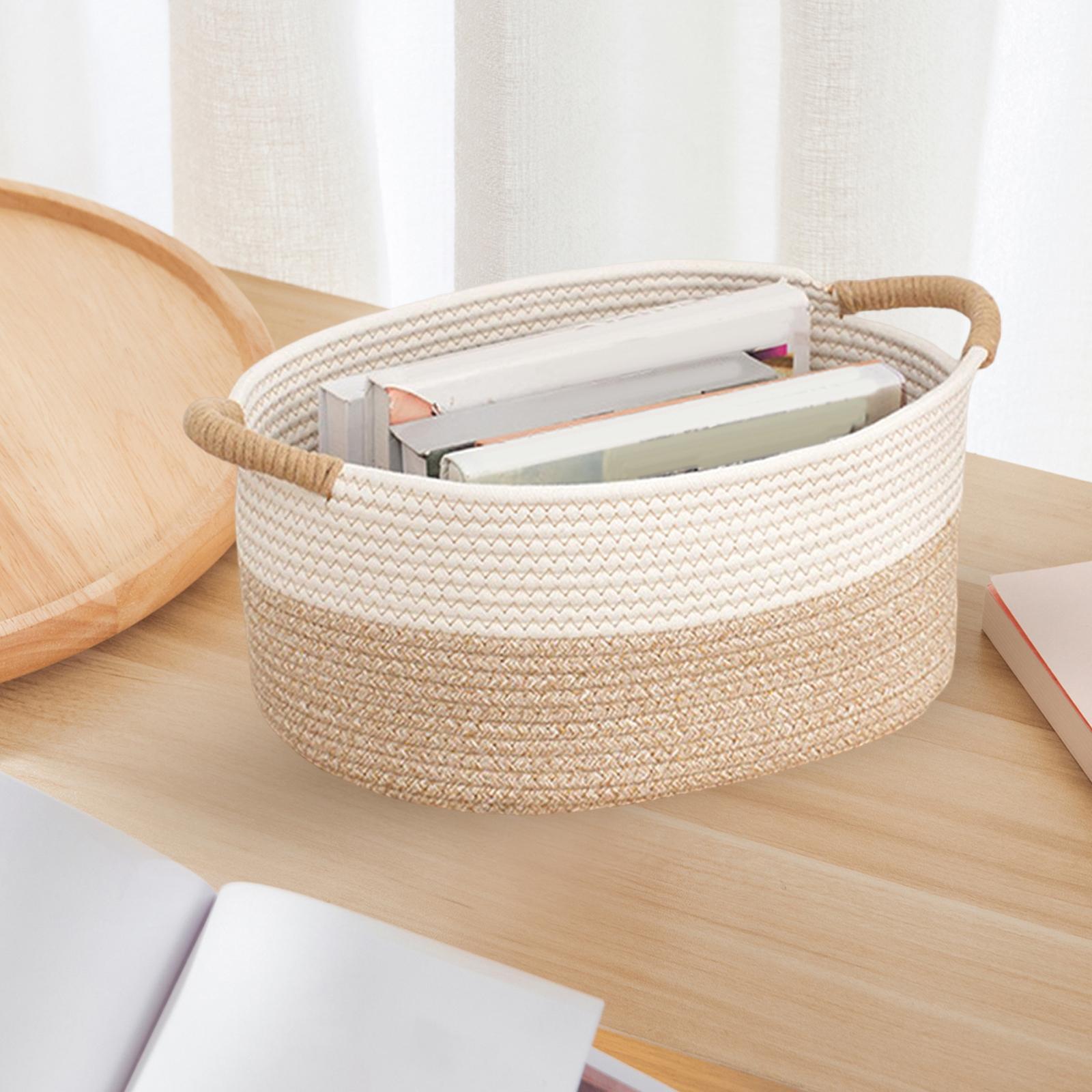 Cotton Rope Woven Storage Basket Large Capacity for Magazines