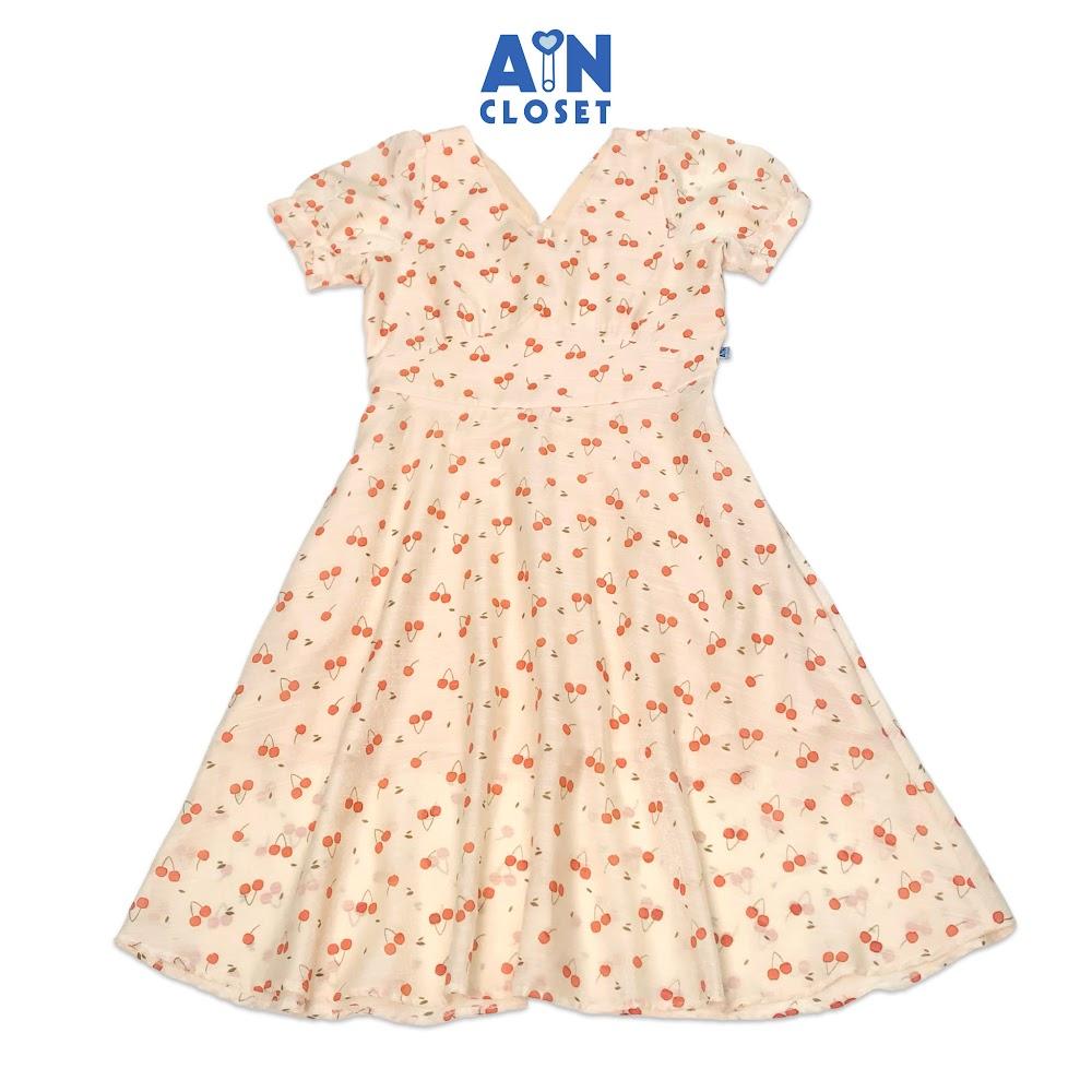 Đầm cho mẹ họa tiết Cherry nhì đỏ organza ánh nhũ - AICDMEB3OG6W - AIN Closet