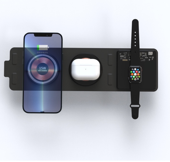 Bộ Sạc 3in1 Sạc nhanh không dây dành cho điện thoại và đồng hồ thông minh Fold3X Design dùng cho Du lịch, Công Tác